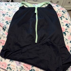 Fabletics Black and Mint One-Piece Swimsuit